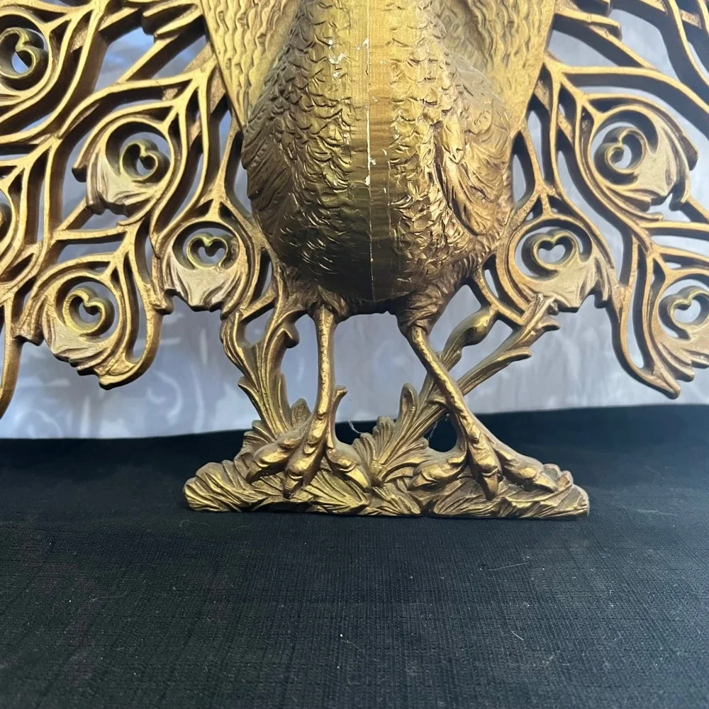 Vintage Dart Industries Gold Peacock Wall Hanging Mid Century Modern Art 33x30